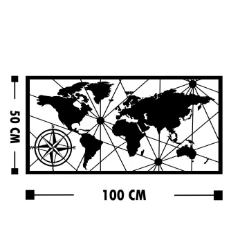 Dekorime metalike për muri World map 03