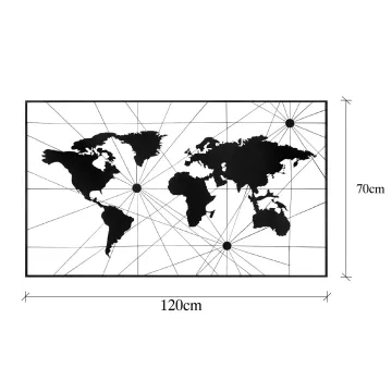 Dekorime metalike për muri World map 05