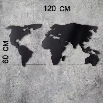 Dekorime metalike për muri World Map Silhouette Black