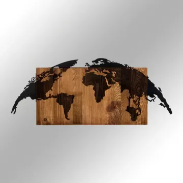 Dekorime metalike për muri World Map black