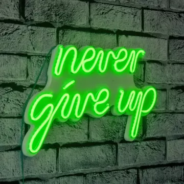 LED dekore për muri Never Give Up-Green