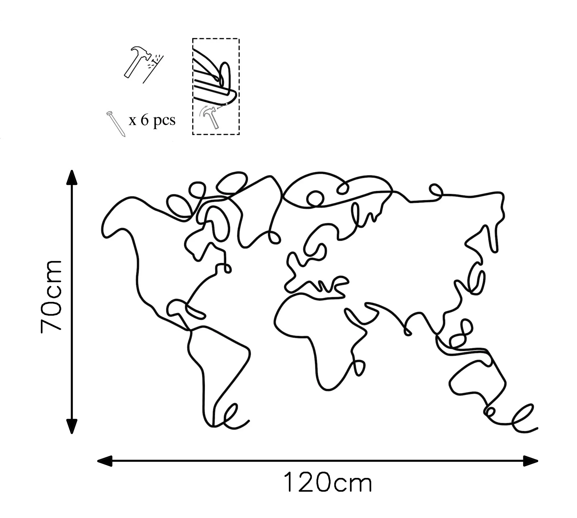 Dekorime metalike për muri World Midi