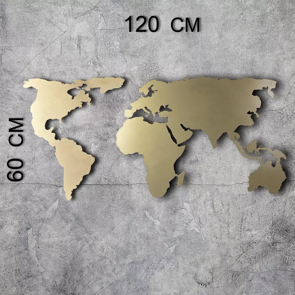 Dekorime metalike për muri World Map Silhouette