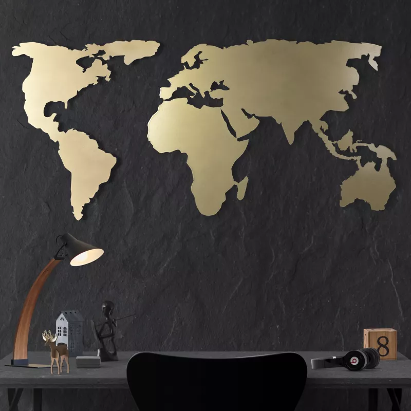 Dekorime metalike për muri World Map Silhouette