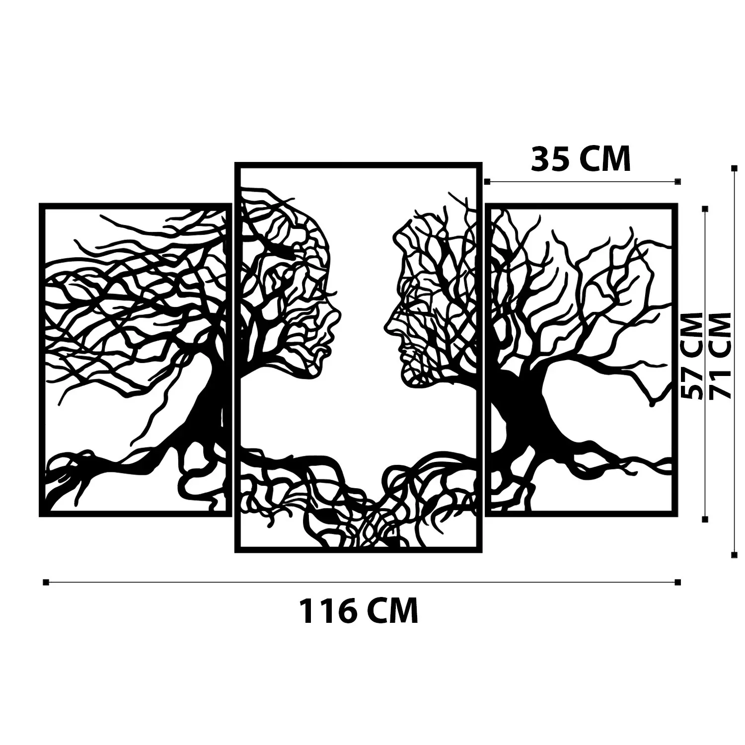 Dekorime metalike për muri Love Tree