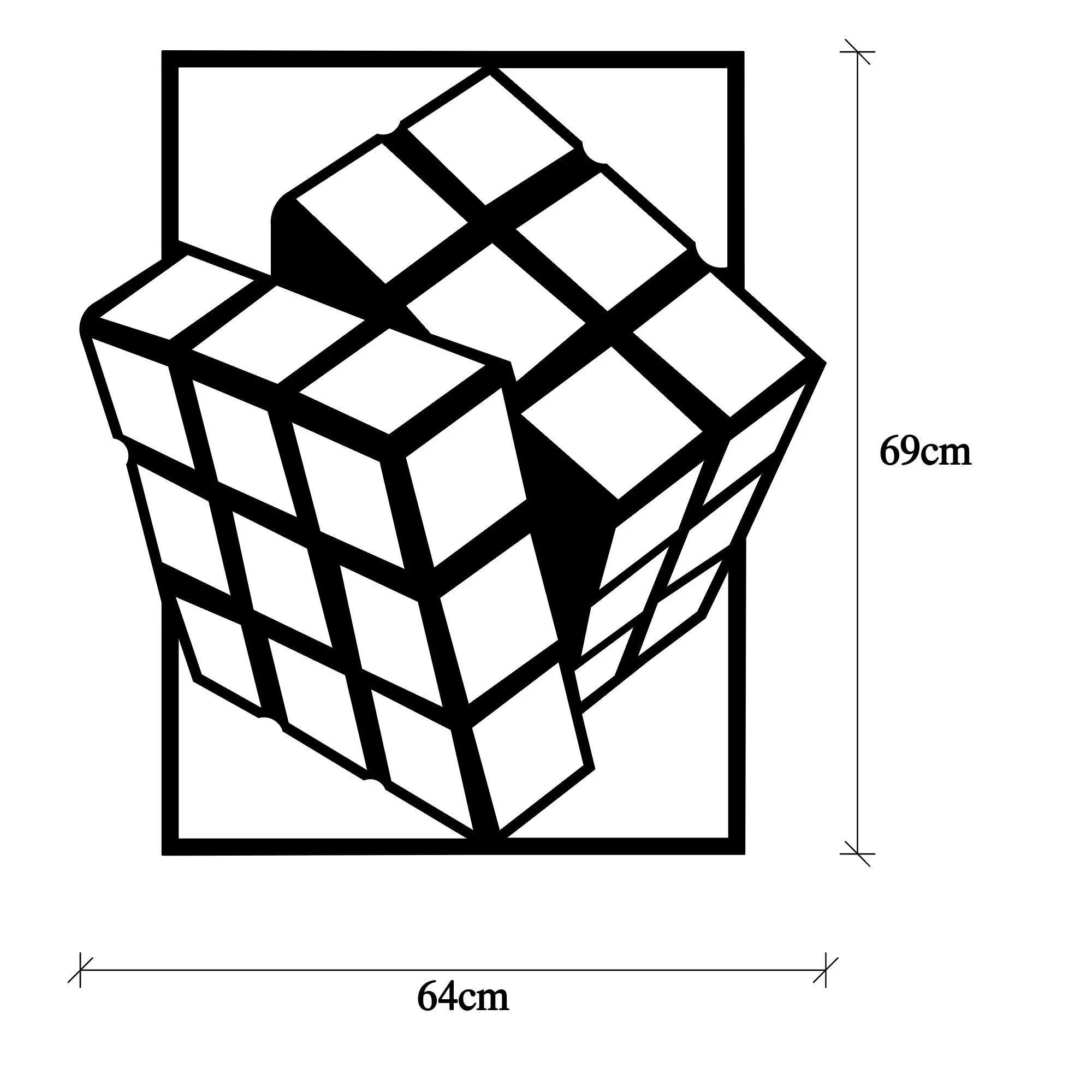 Dekorime metalike për muri Rubik's Cube