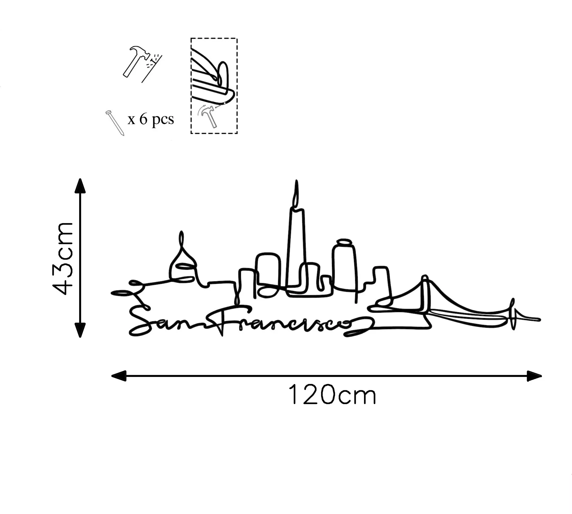 Dekorime metalike për muri San Francisco