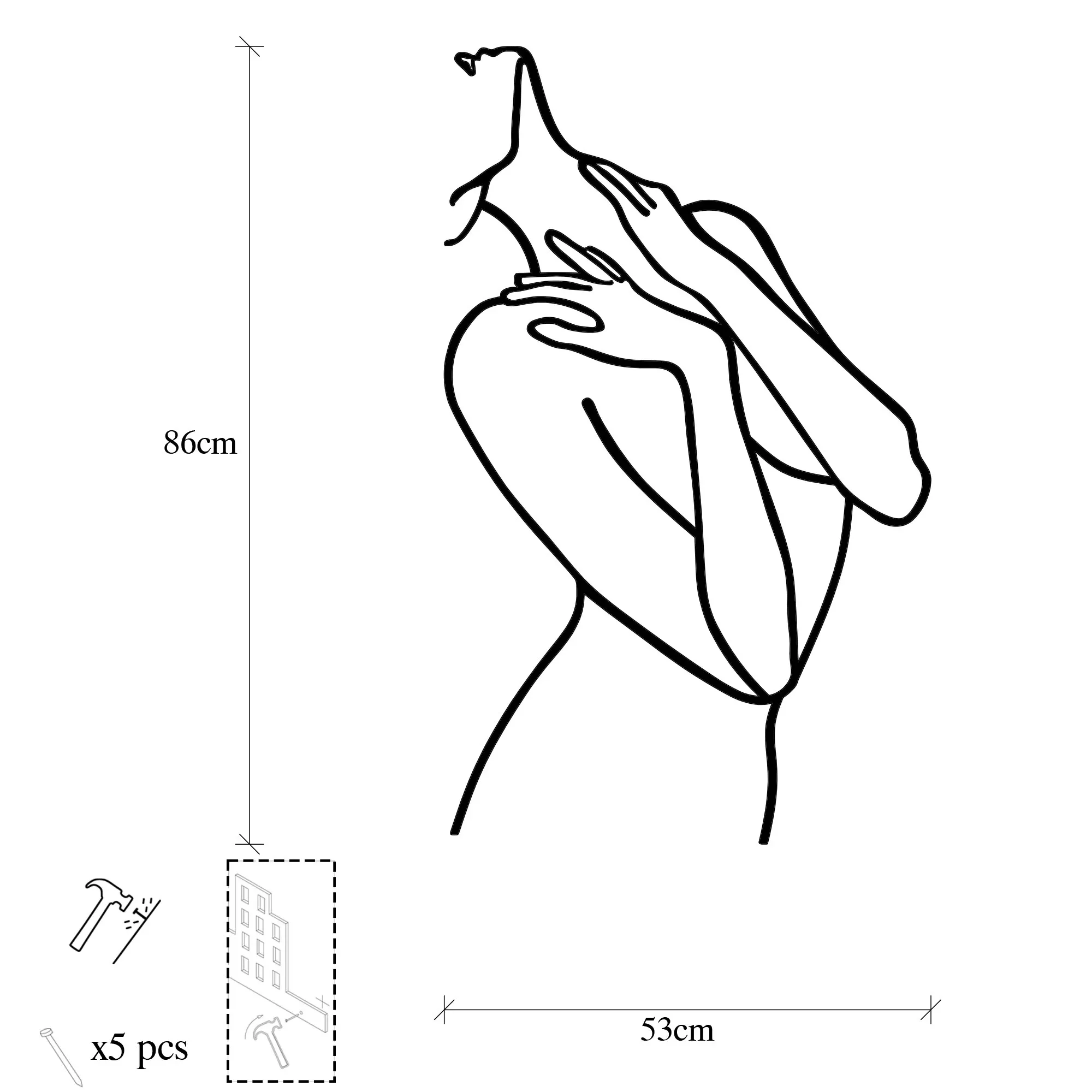 Dekorime metalike për muri Woman Silhouette