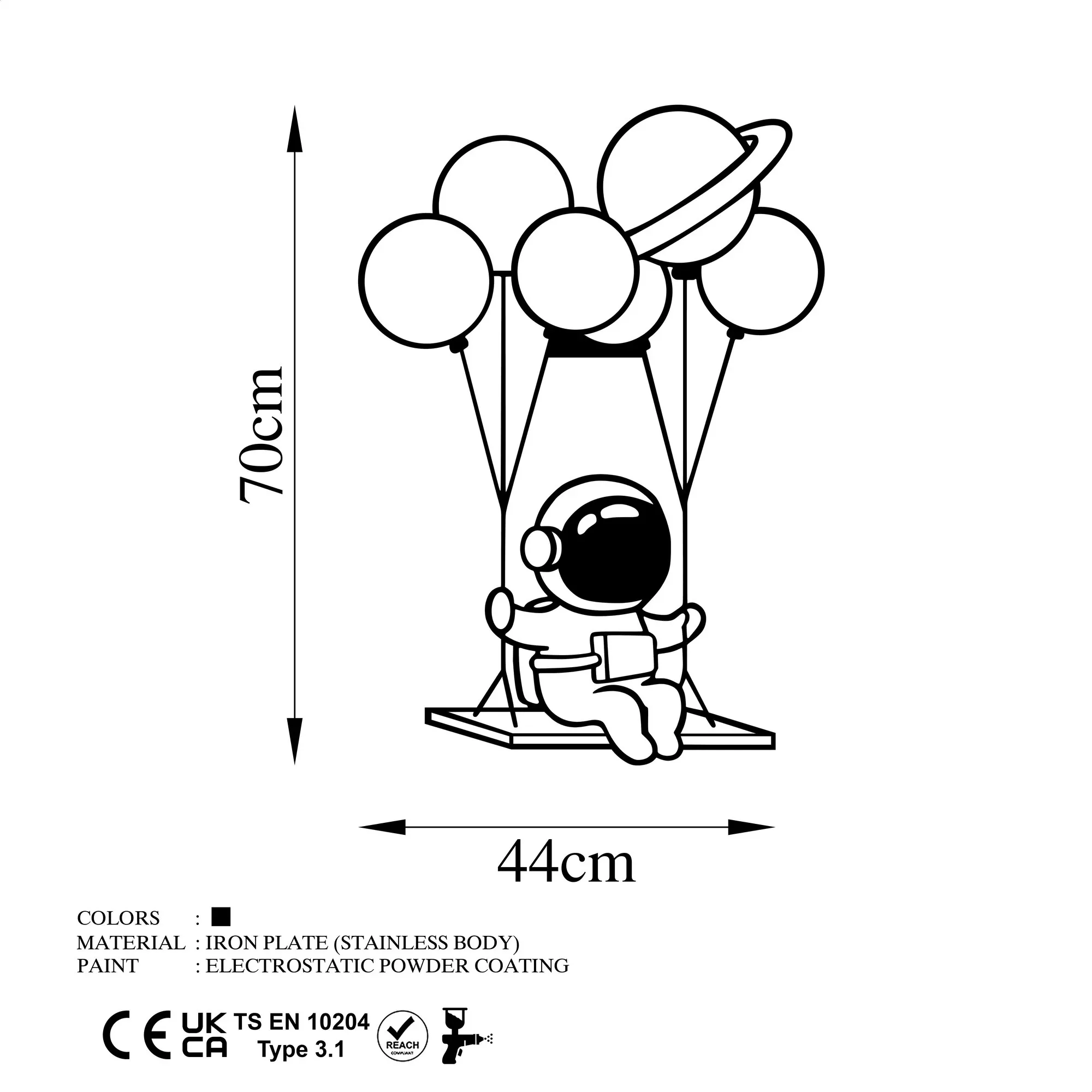 Dekorime metalike për muri Astronaut