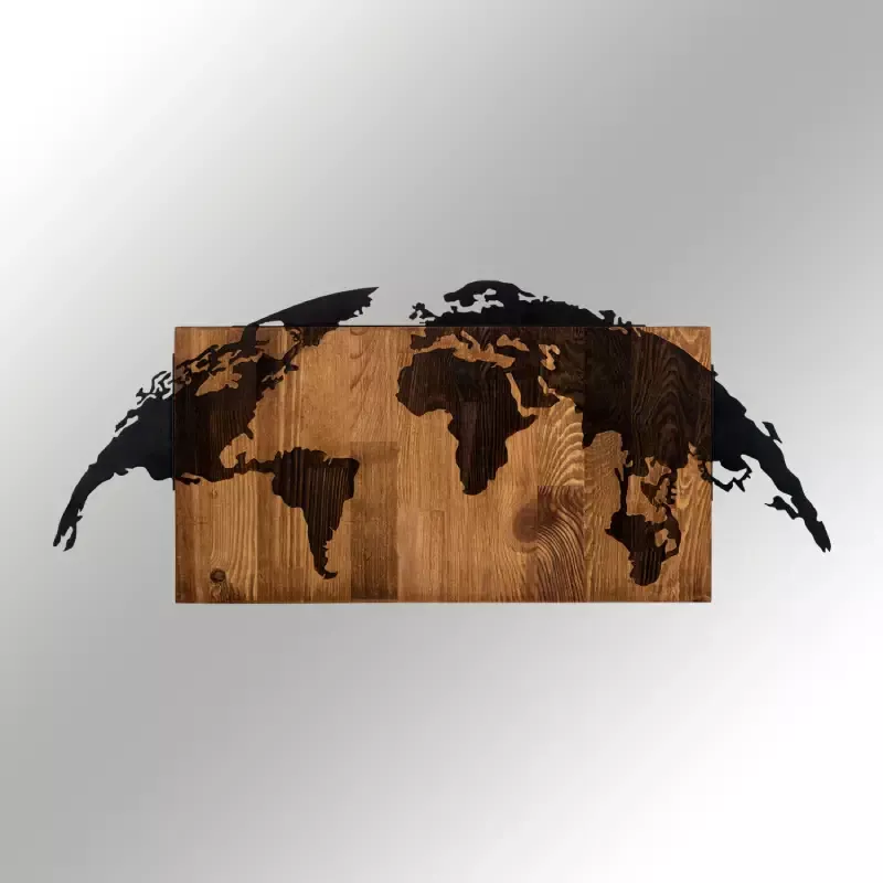 Dekorime metalike për muri World Map black