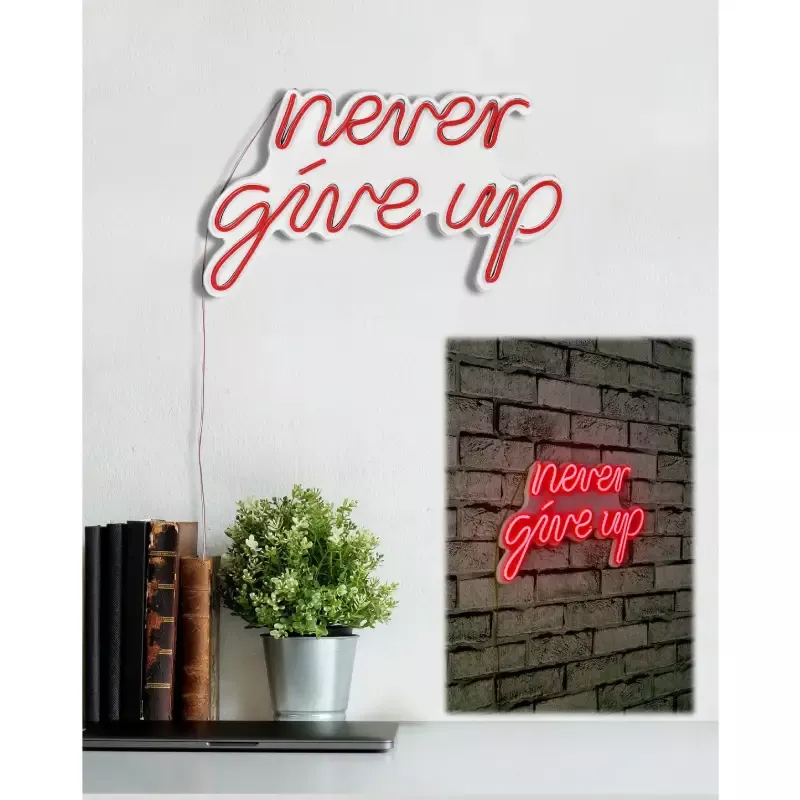 LED dekore për muri Never Give Up-Red