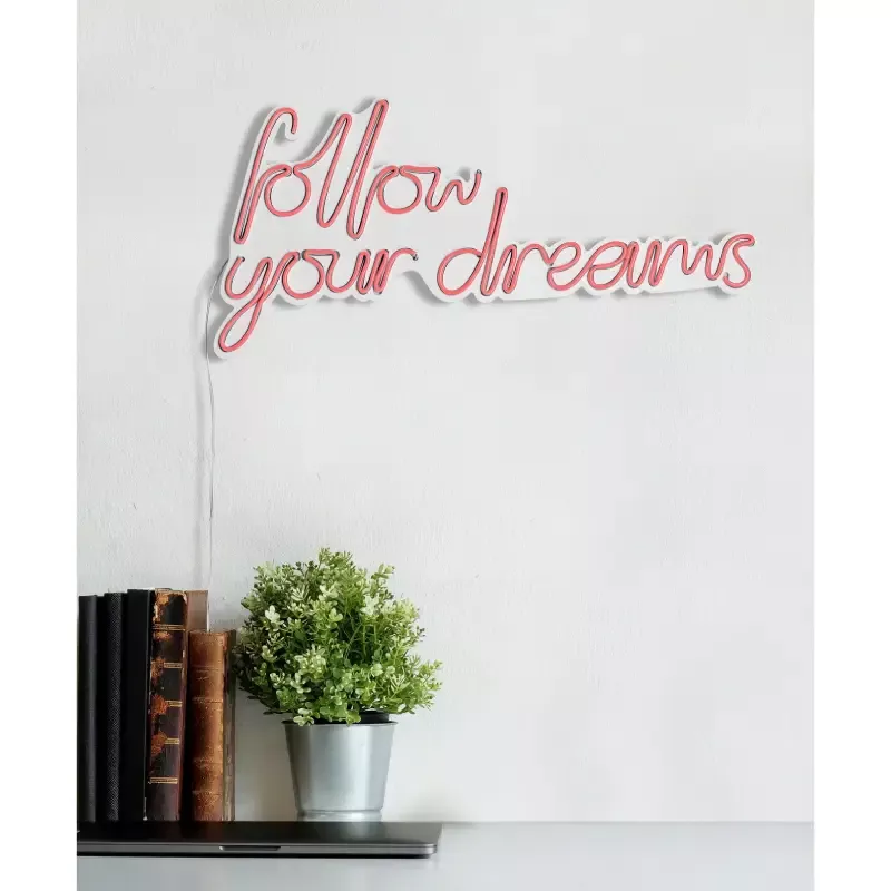 LED dekore për muri Follow Your Dreams-Pink