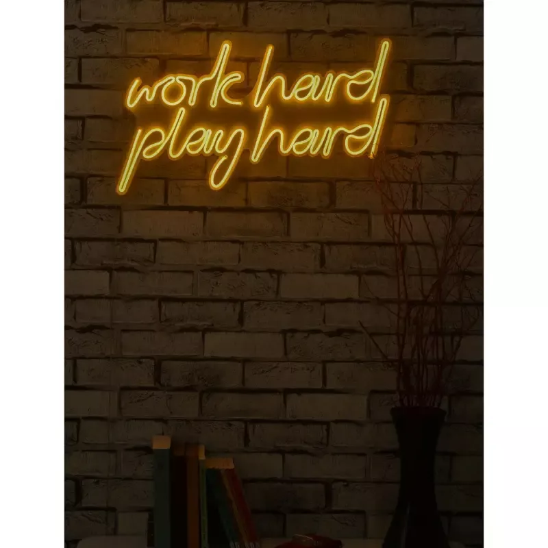 LED dekore për muri Work Hard Play Hard-Yellow