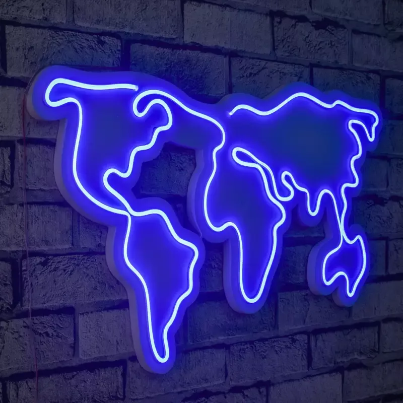 LED dekore për muri World Map-Blue